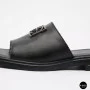 Women's Black Leather Slides Allsy Lonza 208132 035-3 BLACK DG Style