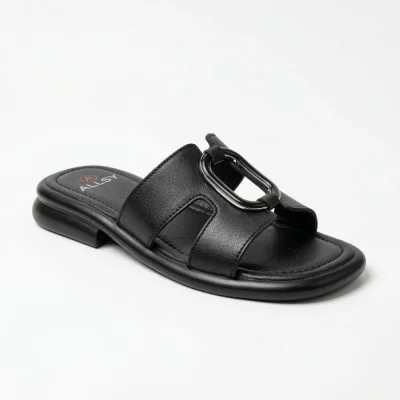 Women's black leather clogs and slides Allsy 208138 037-3 Lonza 212475 BLACK 6120 in the style of Hermès Oran