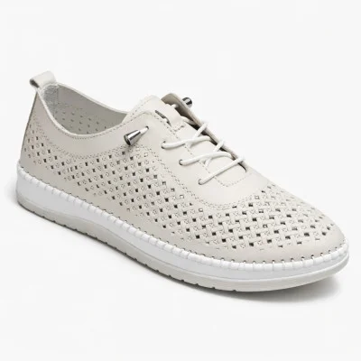 Beige leather moccasins with perforation Anna Lucci 211945 1800 SILVER GREY lonza 214363 AP 6121 from the Turkish manufacturer