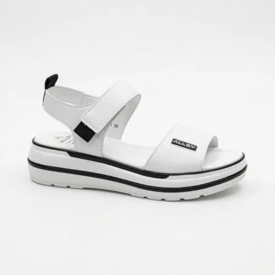 Women's white leather sandals Allsy 207205 2970-1 WHITE lonza 207206 6122 universal