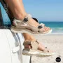 Женские спортивные босоножки Allsy 208350 60270-1 Lonza 208353 APRICOT WHITE 6124 на липучках