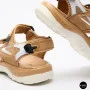 Женские спортивные босоножки Allsy 208350 60270-1 Lonza 208353 APRICOT WHITE 6124 на липучках