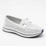 Women's White Leather Perforated Moccasins with Comfortable Lace-up