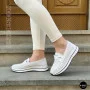 Women's White Leather Perforated Moccasins with Comfortable Lace-up