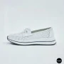 Women's White Leather Perforated Moccasins with Comfortable Lace-up