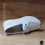 Women's White Leather Perforated Moccasins with Comfortable Lace-up