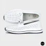 Women's White Leather Perforated Moccasins with Comfortable Lace-up