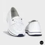Women's White Leather Perforated Moccasins with Comfortable Lace-up