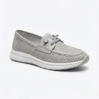 Жіночі сірі шкіряні мокасини з перфорацією Allsy Lonza 207262 A09-7721-4 GREY lonza 207263 6127