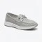 Women's gray leather moccasins with perforations Allsy Lonza 207262 A09-7721-4 GREY lonza 207263 6127 comfortable with rubber lacing