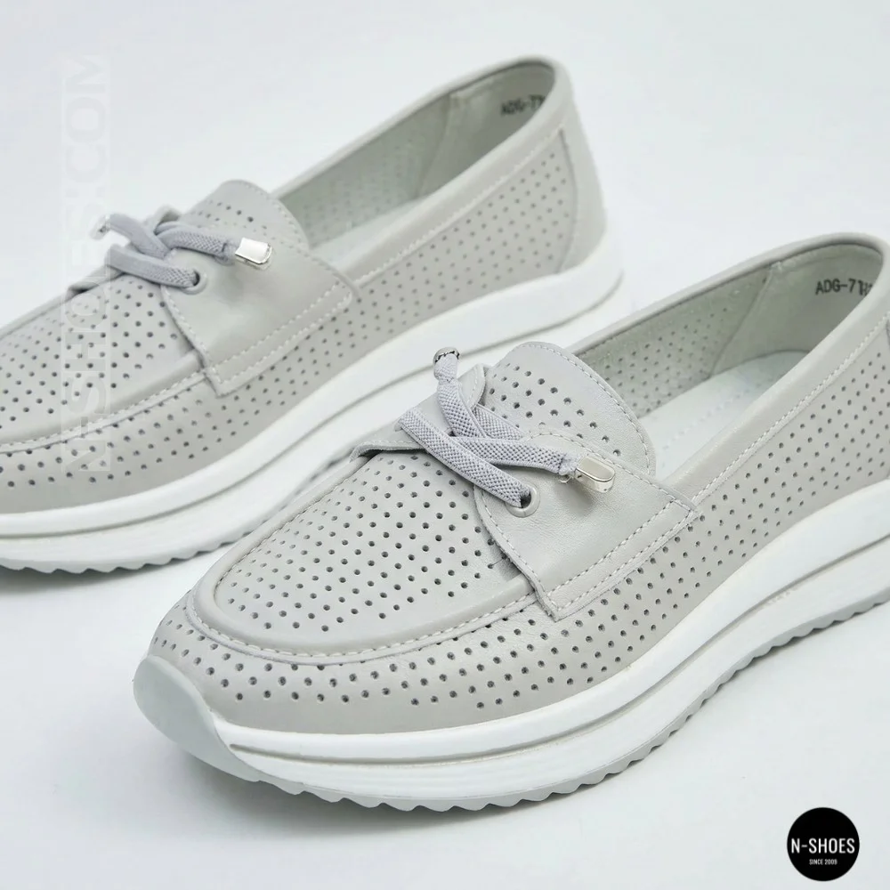 Жіночі сірі шкіряні мокасини з перфорацією Allsy Lonza 207262 A09-7721-4 GREY 207263 6127