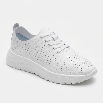 Women's white leather perforated loafers Allsy 207096 Q1-003-010 Lonza WHITE AY 2026 6128