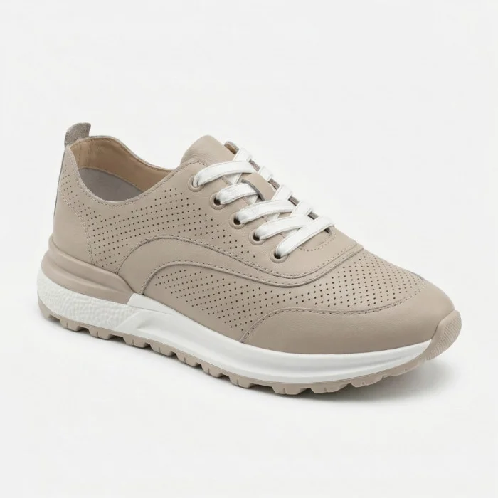 Бежевые мокасины с перфорацией Allsy 207108 Q1-018-011 Lonza 207110 BEIGE AY 6130