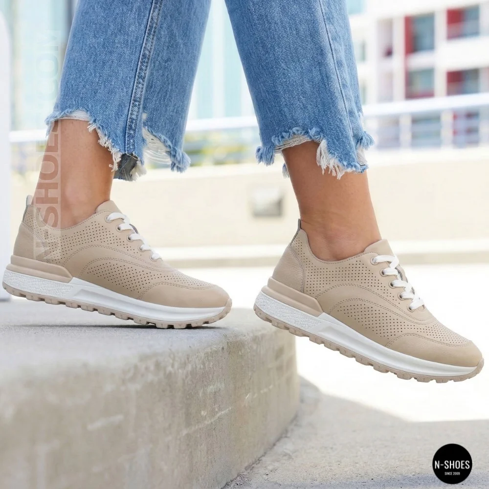 Beige Perforated Loafers Allsy 207108 Q1-018-011 Lonza 207110 BEIGE AY 6130