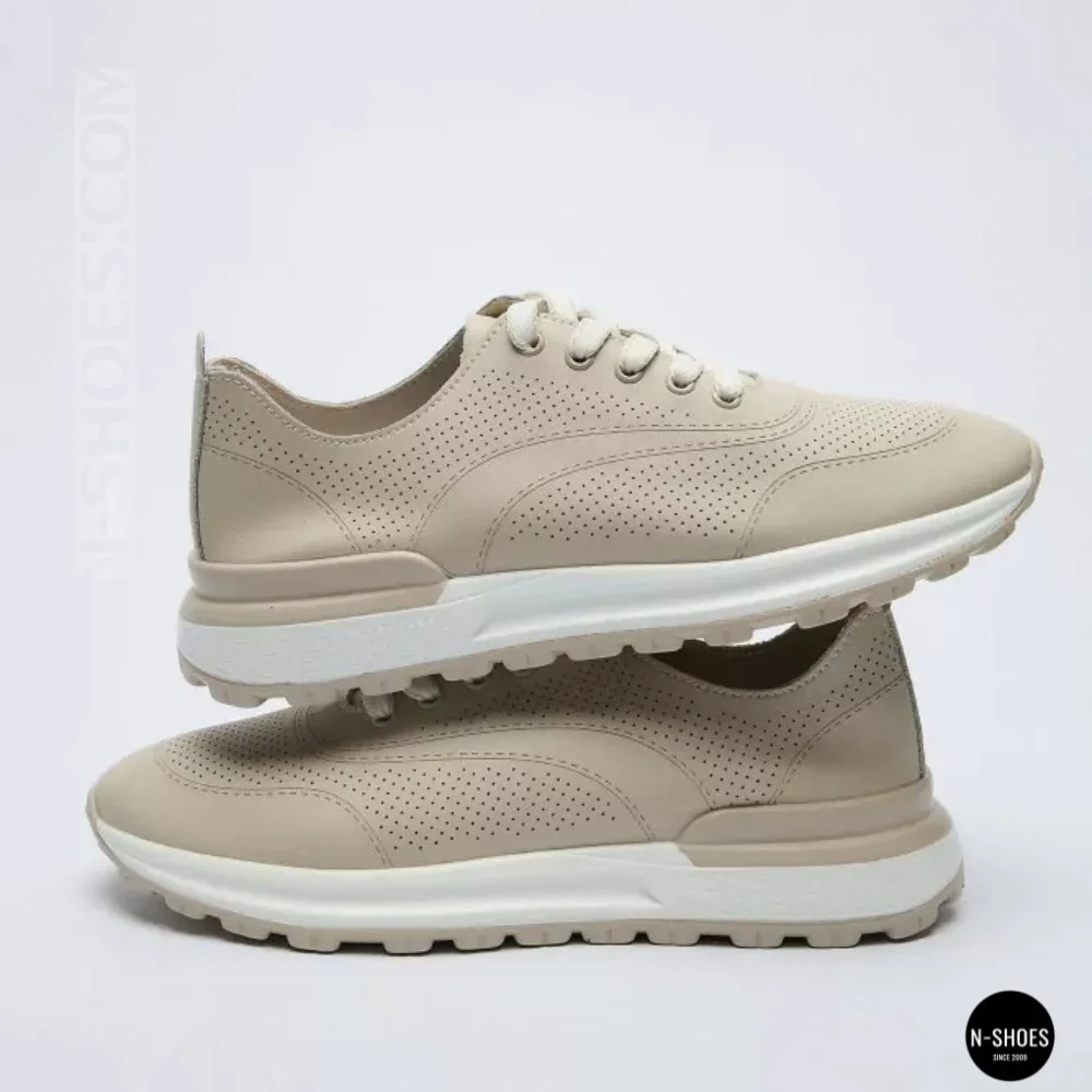 Beige Perforated Loafers Allsy 207108 Q1-018-011 Lonza 207110 BEIGE AY 6130