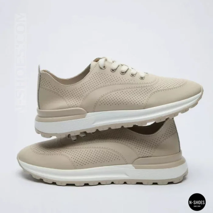 Бежевые мокасины с перфорацией Allsy 207108 Q1-018-011 Lonza 207110 BEIGE AY 6130