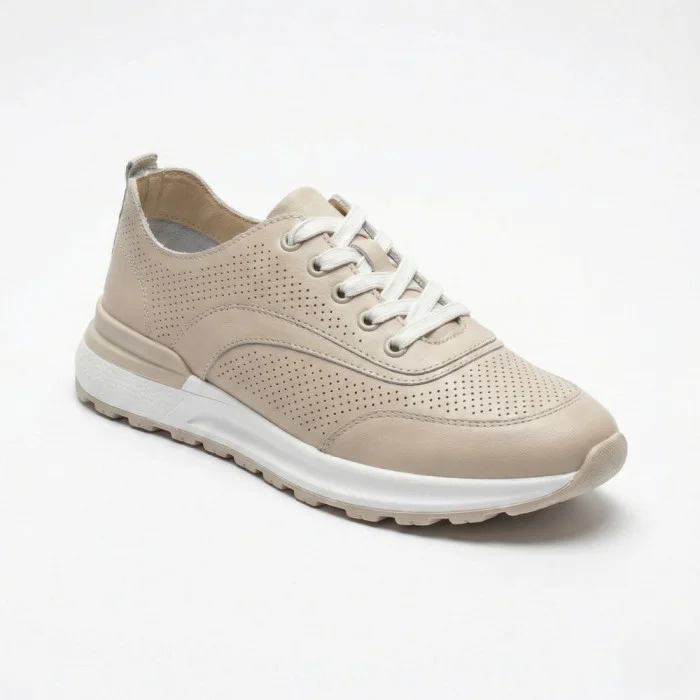 Бежевые мокасины с перфорацией Allsy 207108 Q1-018-011 Lonza 207110 BEIGE AY 6130