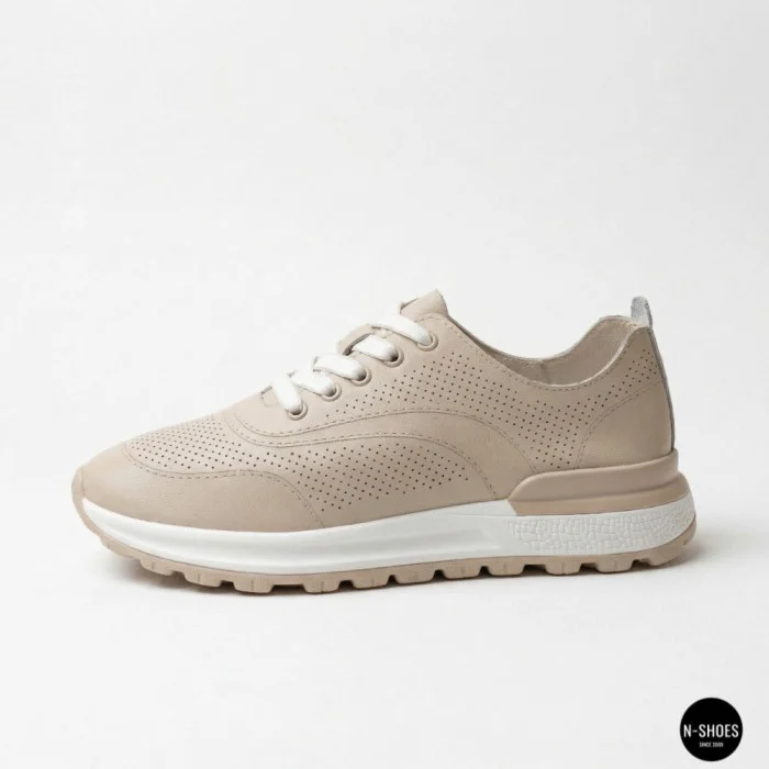 Бежевые мокасины с перфорацией Allsy 207108 Q1-018-011 Lonza 207110 BEIGE AY 6130