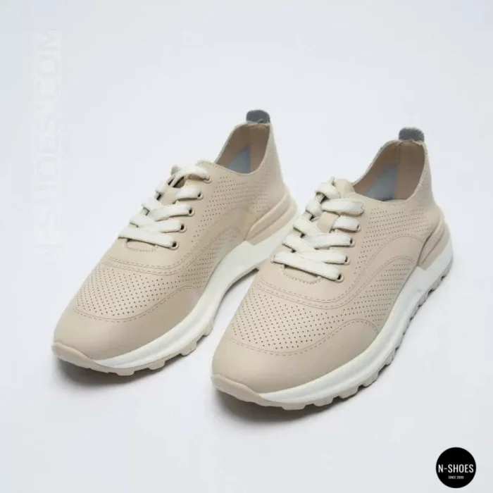 Бежевые мокасины с перфорацией Allsy 207108 Q1-018-011 Lonza 207110 BEIGE AY 6130