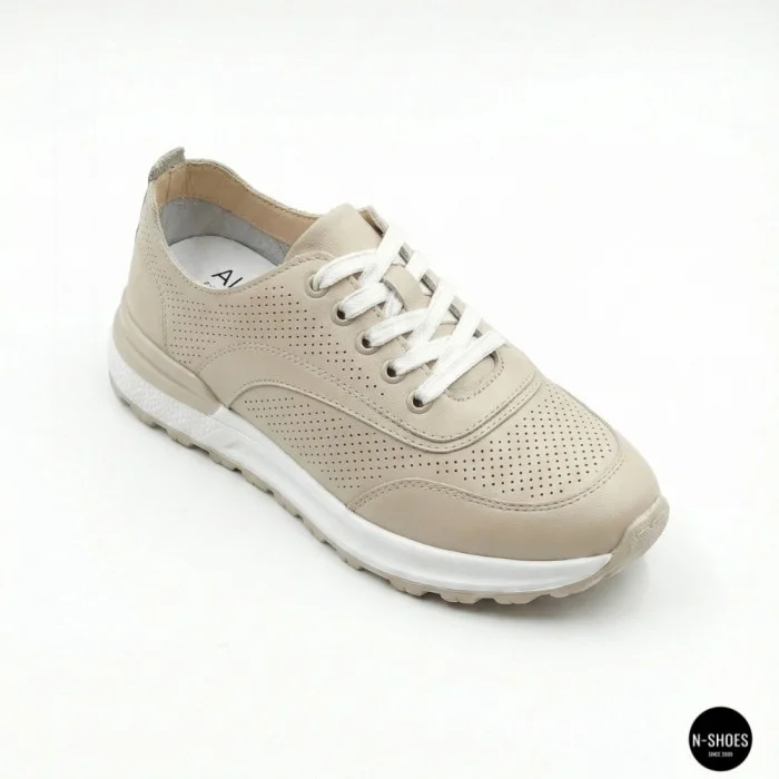 Бежевые мокасины с перфорацией Allsy 207108 Q1-018-011 Lonza 207110 BEIGE AY 6130
