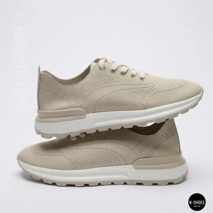 Бежевые мокасины с перфорацией Allsy 207108 Q1-018-011 Lonza 207110 BEIGE AY 6130