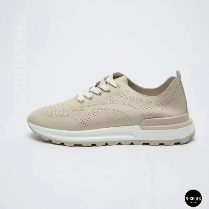 Бежевые мокасины с перфорацией Allsy 207108 Q1-018-011 Lonza 207110 BEIGE AY 6130