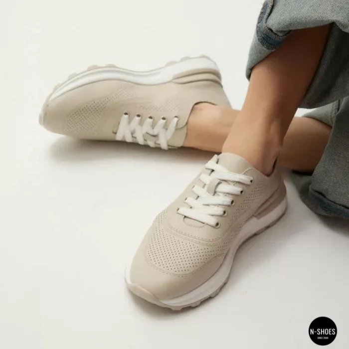 Бежевые мокасины с перфорацией Allsy 207108 Q1-018-011 Lonza 207110 BEIGE AY 6130