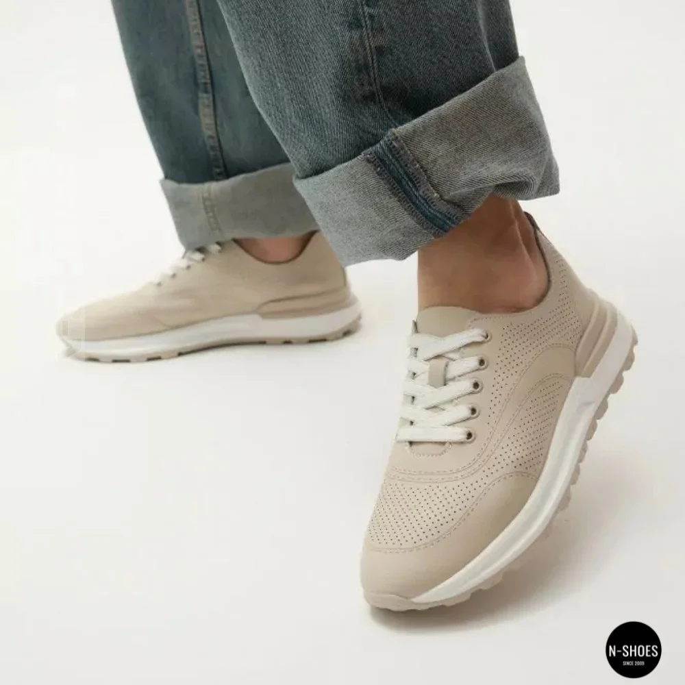 Beige Perforated Loafers Allsy 207108 Q1-018-011 Lonza 207110 BEIGE AY 6130