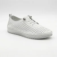 Жіночі білі шкіряні мокасини з перфорацією Anna Lucci 211808 1800 white lonza 214365 AP 6139 від турецького виробника