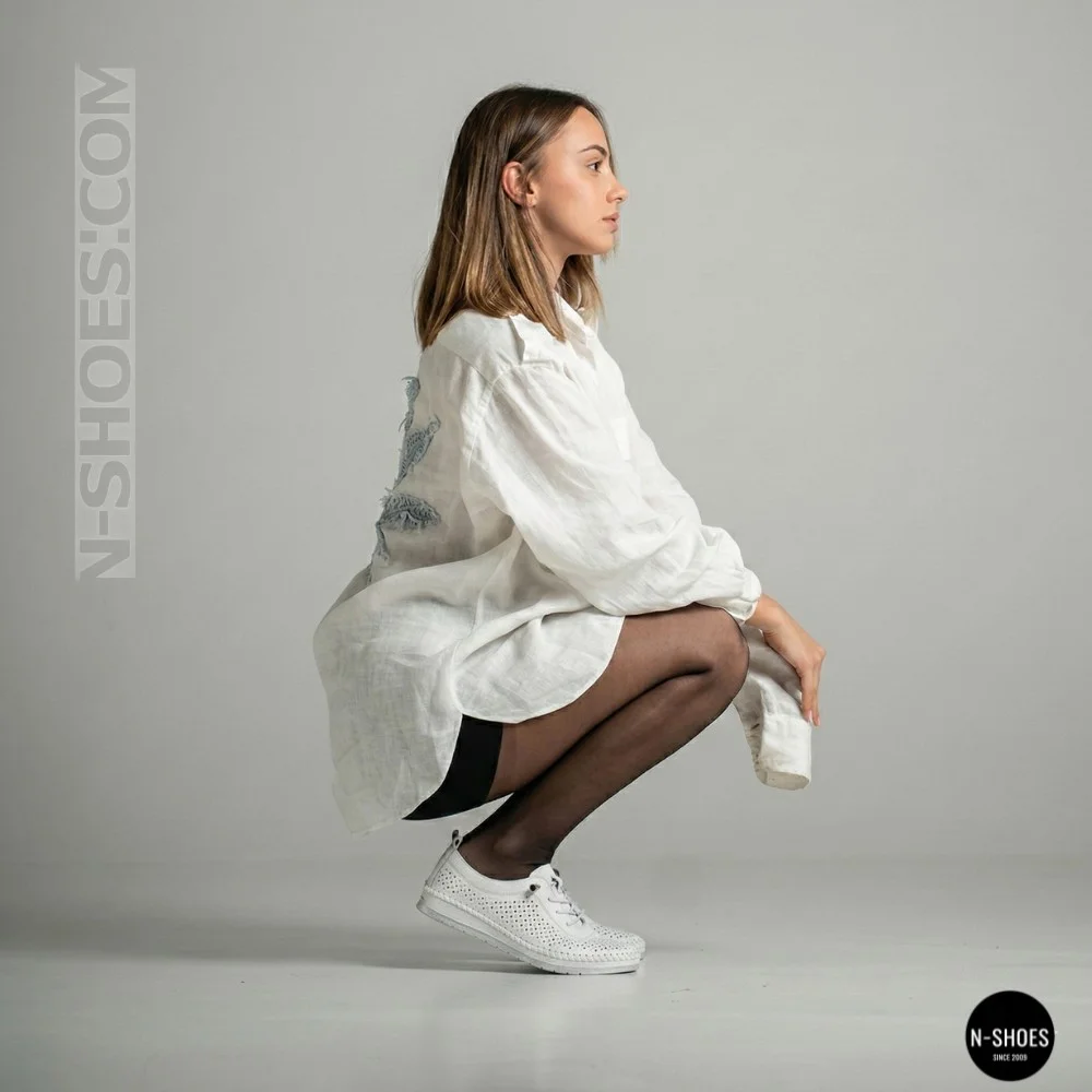 Білі шкіряні мокасини з перфорацією Anna Lucci 211808 1800 white lonza 214365 AP 6139 від турецького виробника