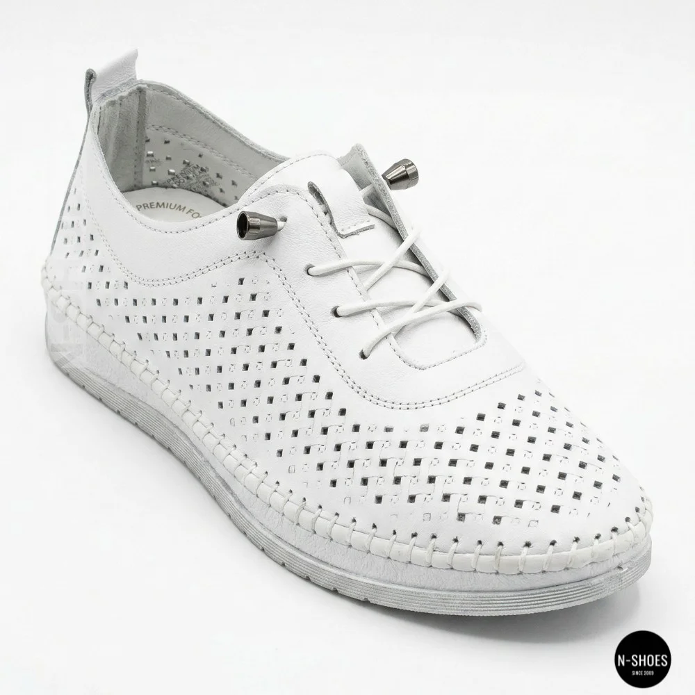 Білі шкіряні мокасини з перфорацією Anna Lucci 211808 1800 white lonza 214365 AP 6139 від турецького виробника