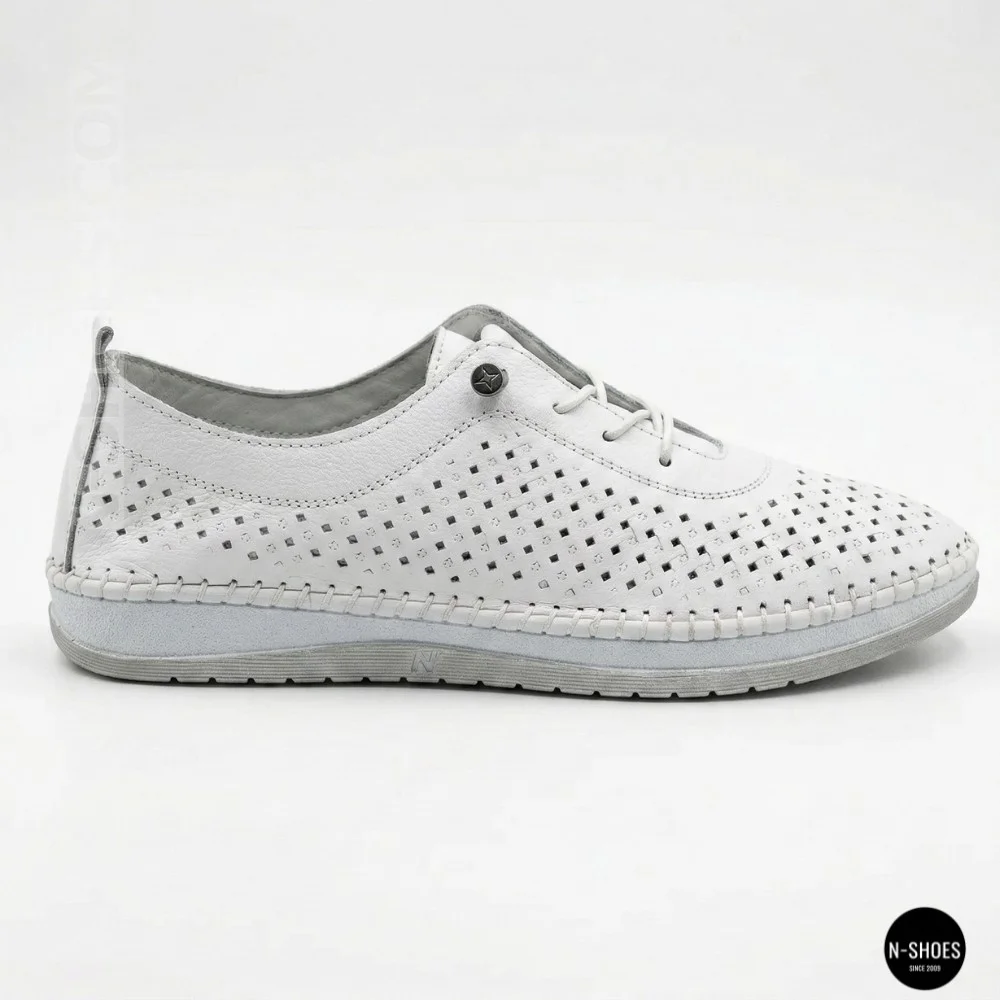 Білі шкіряні мокасини з перфорацією Anna Lucci 211808 1800 white lonza 214365 AP 6139 від турецького виробника