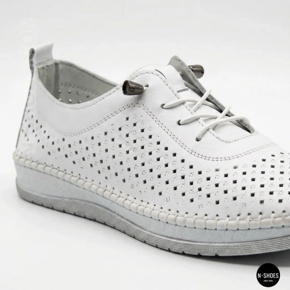 Білі шкіряні мокасини з перфорацією Anna Lucci 211808 1800 white lonza 214365 AP 6139 від турецького виробника