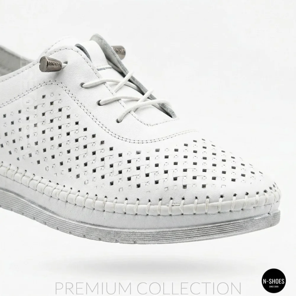 Білі шкіряні мокасини з перфорацією Anna Lucci 211808 1800 white lonza 214365 AP 6139 від турецького виробника