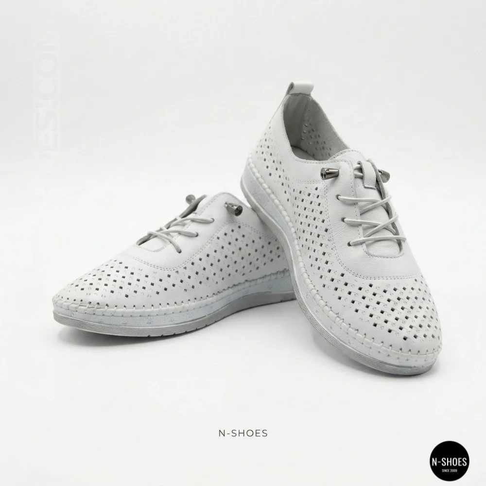 Білі шкіряні мокасини з перфорацією Anna Lucci 211808 1800 white lonza 214365 AP 6139 від турецького виробника