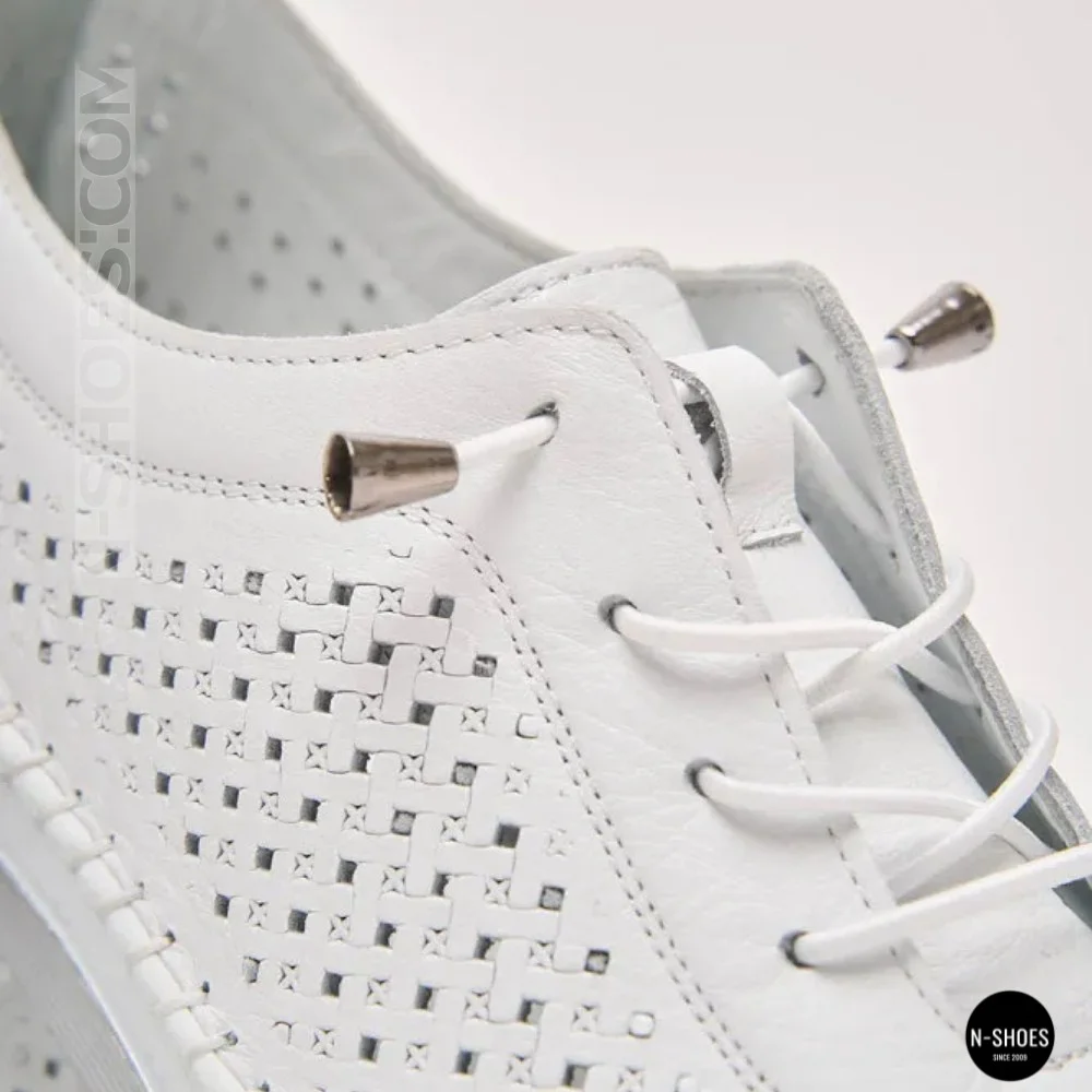 Білі шкіряні мокасини з перфорацією Anna Lucci 211808 1800 white lonza 214365 AP 6139 від турецького виробника