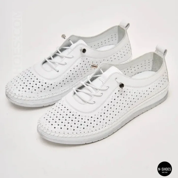Білі шкіряні мокасини з перфорацією Anna Lucci 211808 1800 white lonza 214365 AP 6139 від