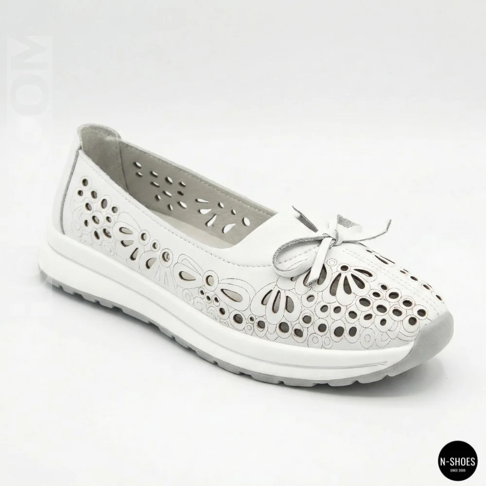 Women's White Perforated Leather Moccasins Allsy 208174 l2-5273-1 lonza white AY 6143