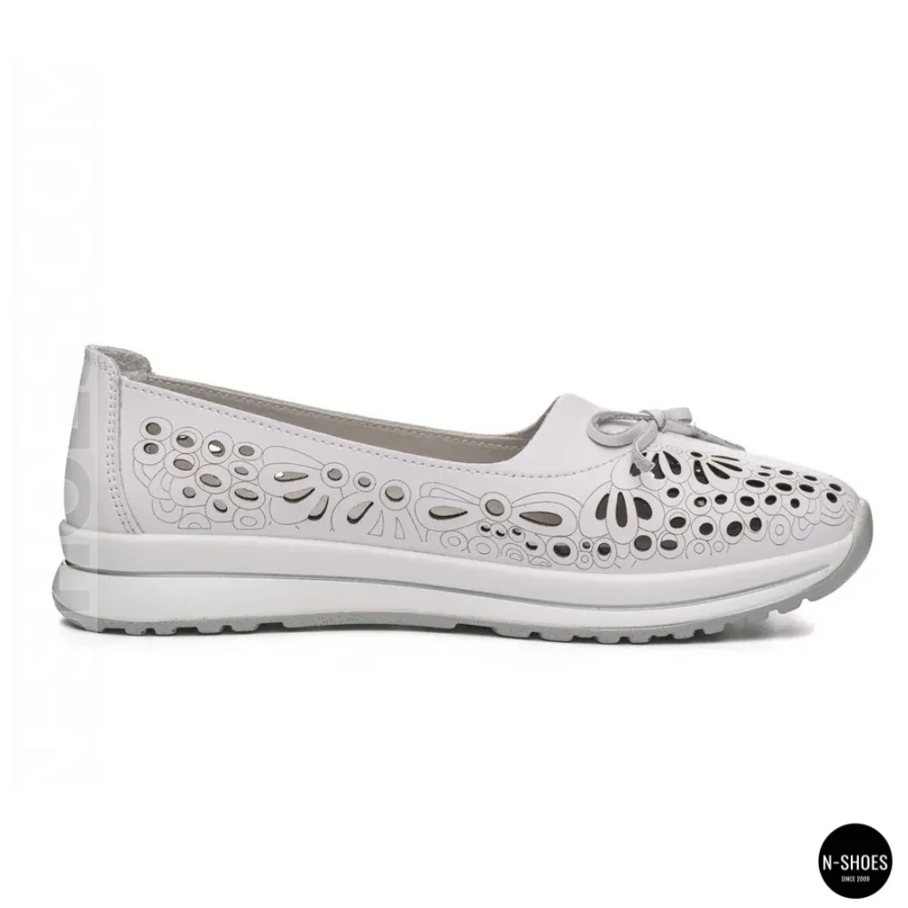 Women's White Perforated Leather Moccasins Allsy 208174 l2-5273-1 lonza white AY 6143