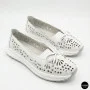 Women's White Perforated Leather Moccasins Allsy 208174 l2-5273-1 lonza white AY 6143