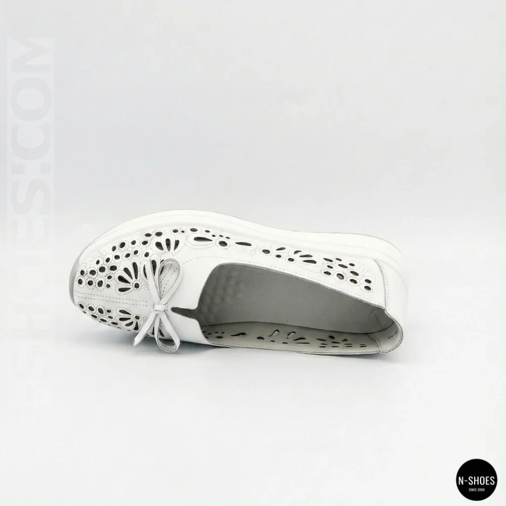 Women's White Perforated Leather Moccasins Allsy 208174 l2-5273-1 lonza white AY 6143