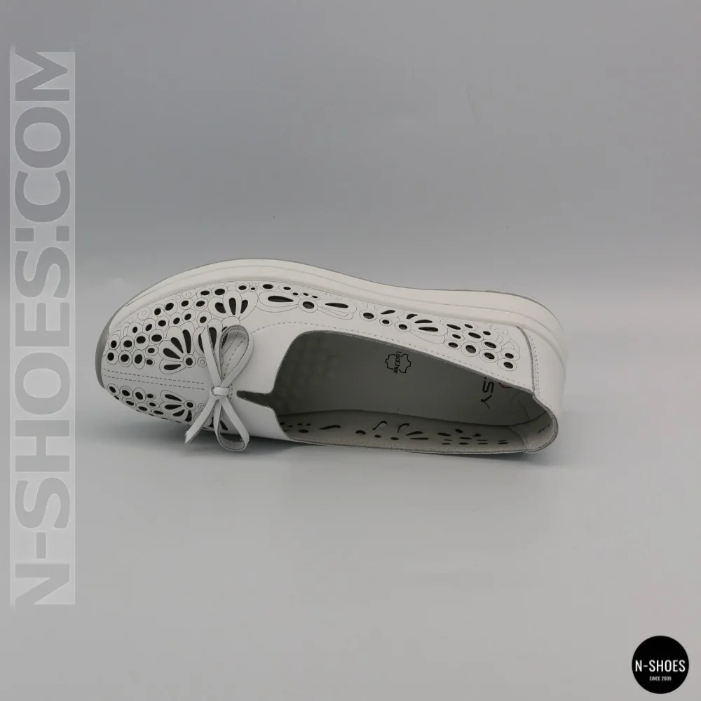 Women's White Perforated Leather Moccasins Allsy 208174 l2-5273-1 lonza white AY 6143