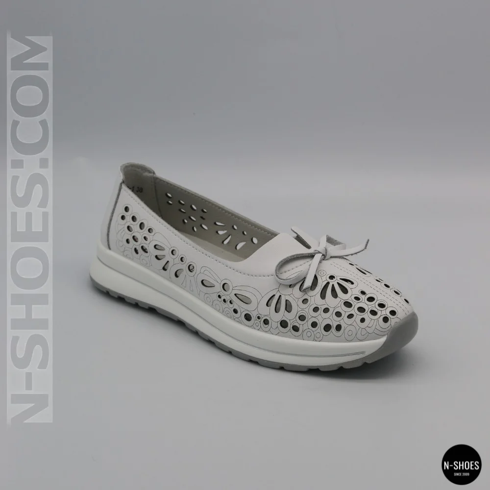 Women's White Perforated Leather Moccasins Allsy 208174 l2-5273-1 lonza white AY 6143
