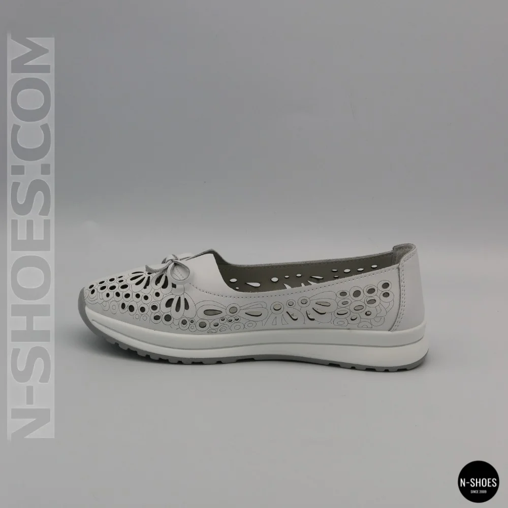 Women's White Perforated Leather Moccasins Allsy 208174 l2-5273-1 lonza white AY 6143