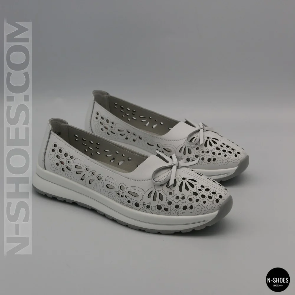 Women's White Perforated Leather Moccasins Allsy 208174 l2-5273-1 lonza white AY 6143