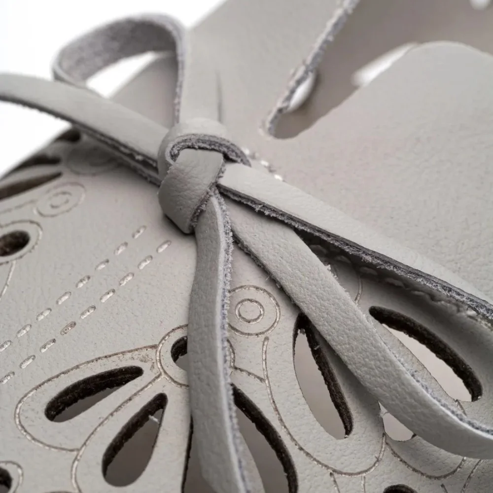 Women's Grey Leather Perforated Moccasins Allsy 208175 l2-5273-5 lonza grey AY 6144