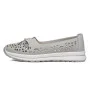 Women's Grey Leather Perforated Moccasins Allsy 208175 l2-5273-5 lonza grey AY 6144