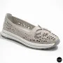 Women's Grey Leather Perforated Moccasins Allsy 208175 l2-5273-5 lonza grey AY 6144