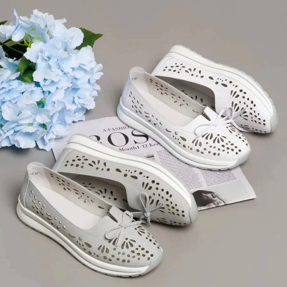 Women's Grey Leather Perforated Moccasins Allsy 208175 l2-5273-5 lonza grey AY 6144