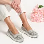 Women's Grey Leather Perforated Moccasins Allsy 208175 l2-5273-5 lonza grey AY 6144